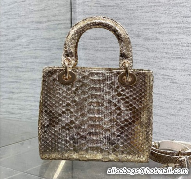 Sumptuous Dior Small Lady Dior Bag in Snakeskin Leather DR012606 Gold-Tone 2026