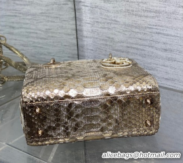 Sumptuous Dior Small Lady Dior Bag in Snakeskin Leather DR012606 Gold-Tone 2026