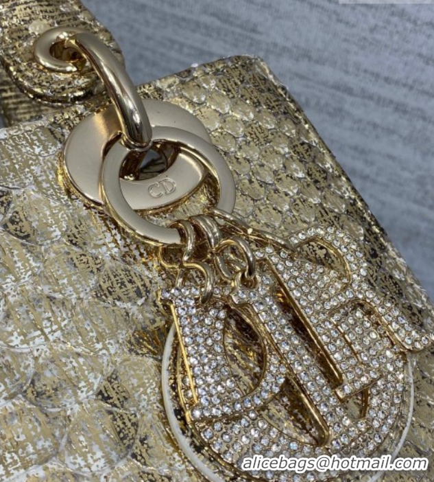 Sumptuous Dior Small Lady Dior Bag in Snakeskin Leather DR012606 Gold-Tone 2026