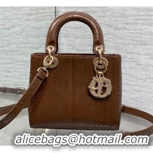 Best Price Dior Small Lady Dior Bag in Snakeskin Leather DR012606 Brown 2026