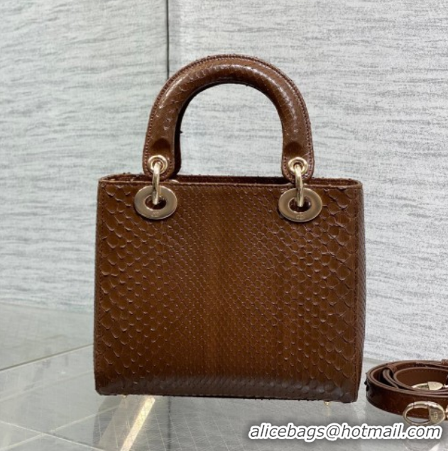 Best Price Dior Small Lady Dior Bag in Snakeskin Leather DR012606 Brown 2026