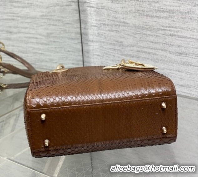 Best Price Dior Small Lady Dior Bag in Snakeskin Leather DR012606 Brown 2026