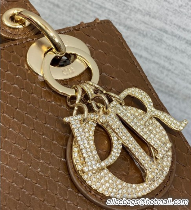 Best Price Dior Small Lady Dior Bag in Snakeskin Leather DR012606 Brown 2026