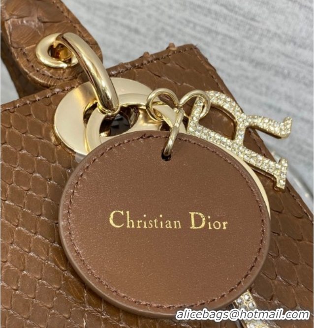 Best Price Dior Small Lady Dior Bag in Snakeskin Leather DR012606 Brown 2026