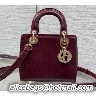 Sophisticated Dior Small Lady Dior Bag in Snakeskin Leather DR012606 Burgundy 2026