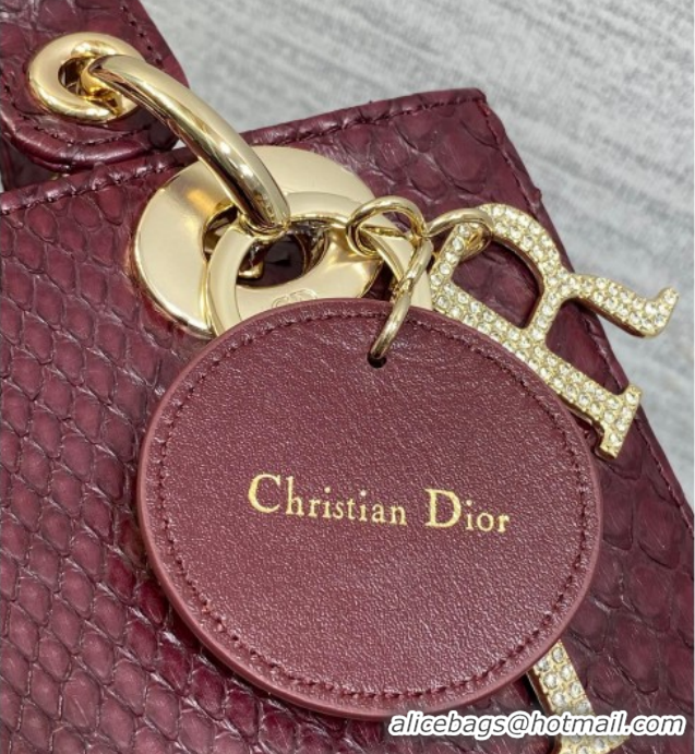 Sophisticated Dior Small Lady Dior Bag in Snakeskin Leather DR012606 Burgundy 2026