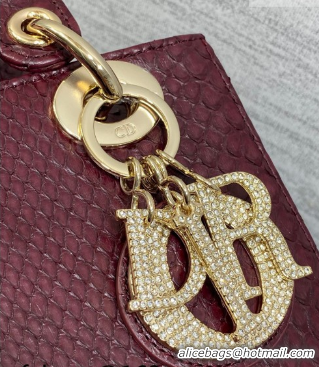 Sophisticated Dior Small Lady Dior Bag in Snakeskin Leather DR012606 Burgundy 2026