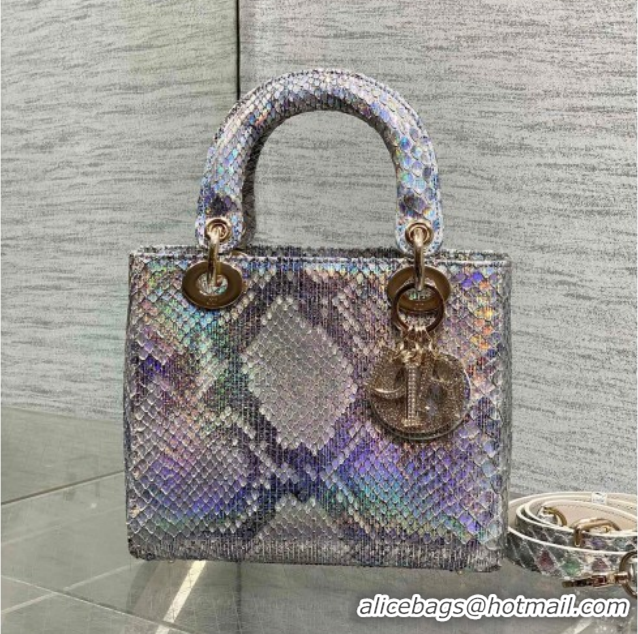 Good Quality Dior Small Lady Dior Bag in Snakeskin Leather DR012606 Purple 2026