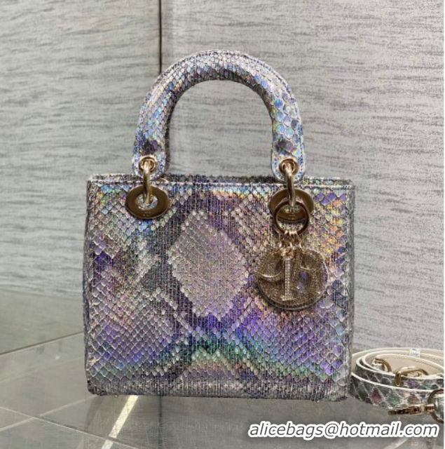 Good Quality Dior Small Lady Dior Bag in Snakeskin Leather DR012606 Purple 2026