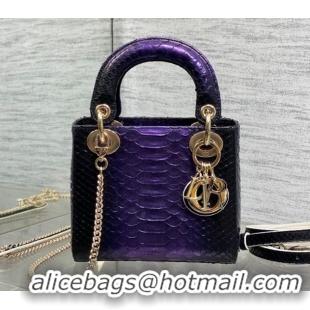 Grade Quality Dior Mini Lady Dior Bag in Snakeskin Leather DR012606 Purple 2026