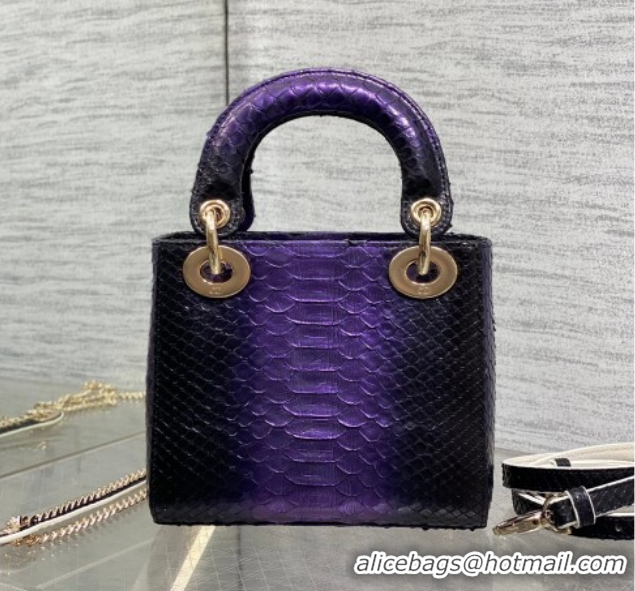 Grade Quality Dior Mini Lady Dior Bag in Snakeskin Leather DR012606 Purple 2026