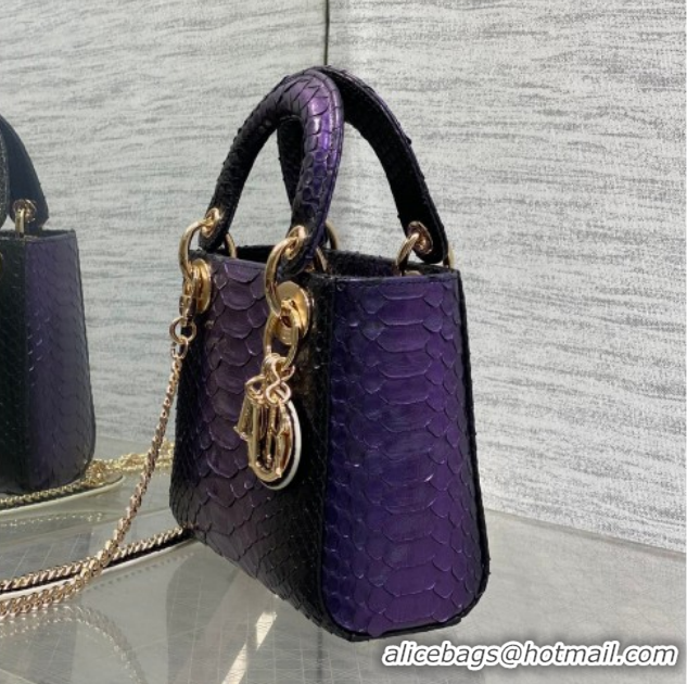Grade Quality Dior Mini Lady Dior Bag in Snakeskin Leather DR012606 Purple 2026