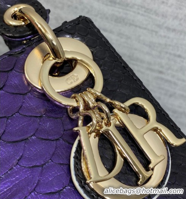Grade Quality Dior Mini Lady Dior Bag in Snakeskin Leather DR012606 Purple 2026