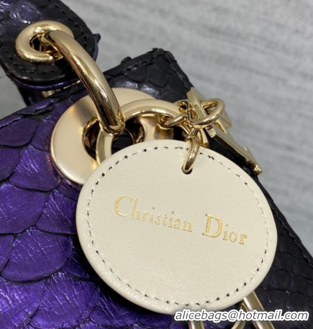Grade Quality Dior Mini Lady Dior Bag in Snakeskin Leather DR012606 Purple 2026