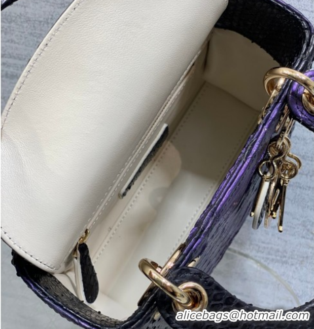 Grade Quality Dior Mini Lady Dior Bag in Snakeskin Leather DR012606 Purple 2026