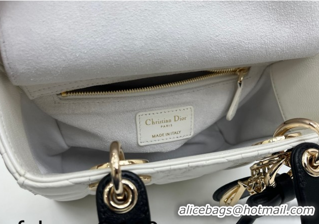 Pretty Style Dior Small Lady Dior My ABCDior Bag in Cannage Lambskin Leather with Strass Charm White/Black 0126050 2026