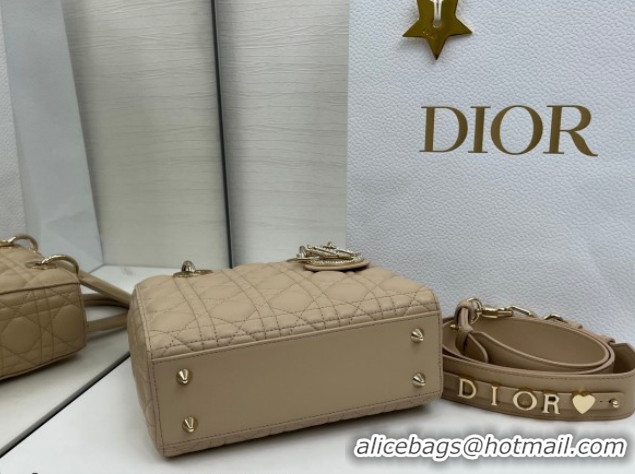 Discount Dior Small Lady Dior My ABCDior Bag in Cannage Lambskin Leather with Strass Charm Dusty Beige 0126051 2026