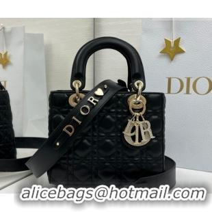 Inexpensive Dior Small Lady Dior My ABCDior Bag in Cannage Lambskin Leather with Strass Charm Black/Gold 0126052 2026
