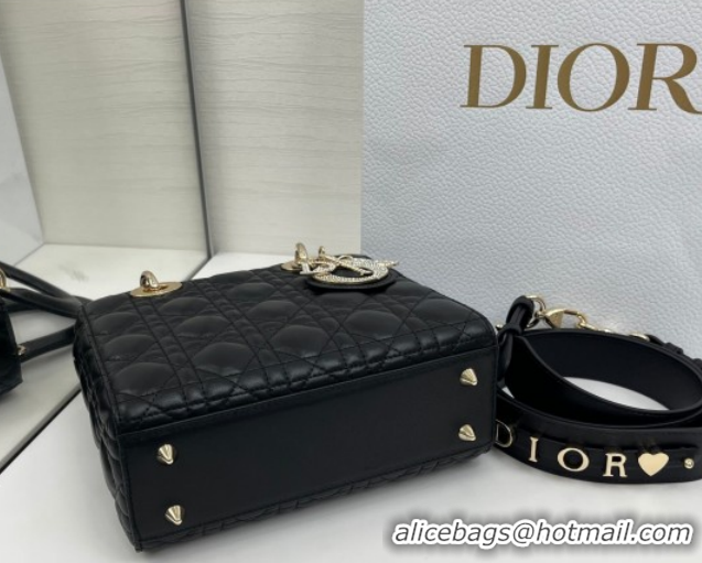 Inexpensive Dior Small Lady Dior My ABCDior Bag in Cannage Lambskin Leather with Strass Charm Black/Gold 0126052 2026