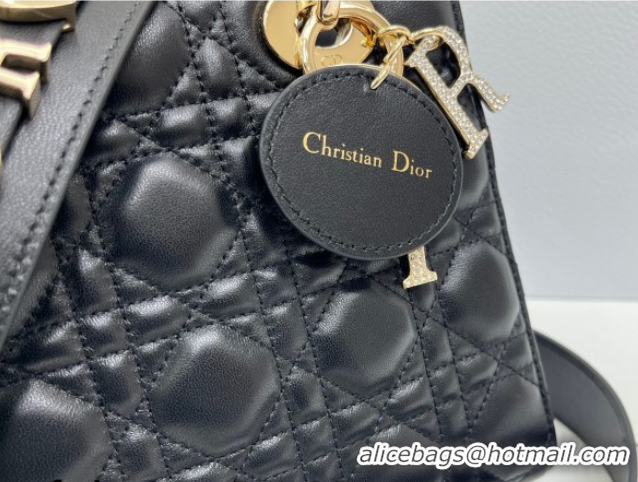 Inexpensive Dior Small Lady Dior My ABCDior Bag in Cannage Lambskin Leather with Strass Charm Black/Gold 0126052 2026