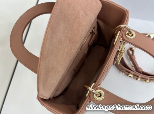 Classic Hot Dior Small Lady Dior My ABCDior Bag in Cannage Lambskin Leather with Strass Charm Rose Beige 0126053 2026