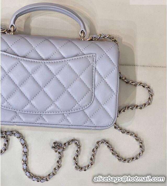 Discount Chanel Lambskin Leather Mini Classic Flap Handbag With Top Handle and Bow Charm AS2431 Dusty Purple 2026