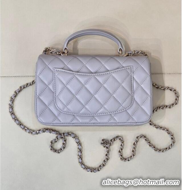 Discount Chanel Lambskin Leather Mini Classic Flap Handbag With Top Handle and Bow Charm AS2431 Dusty Purple 2026