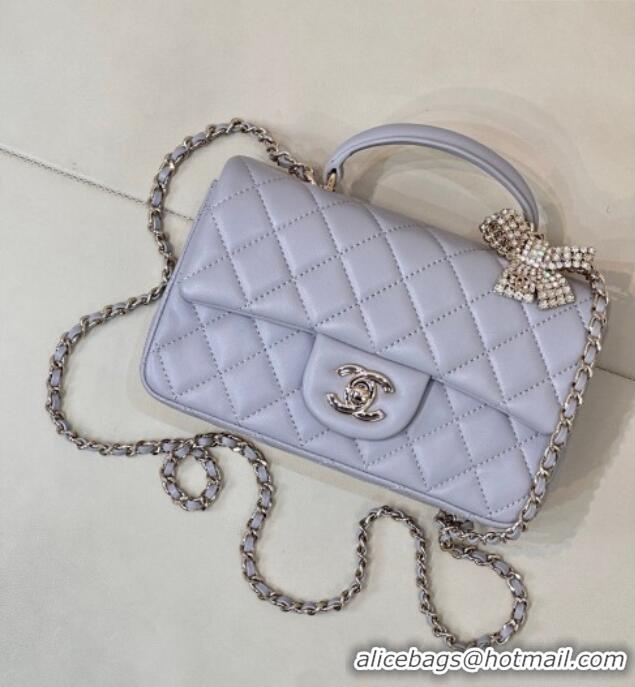 Discount Chanel Lambskin Leather Mini Classic Flap Handbag With Top Handle and Bow Charm AS2431 Dusty Purple 2026