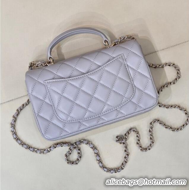 Discount Chanel Lambskin Leather Mini Classic Flap Handbag With Top Handle and Bow Charm AS2431 Dusty Purple 2026