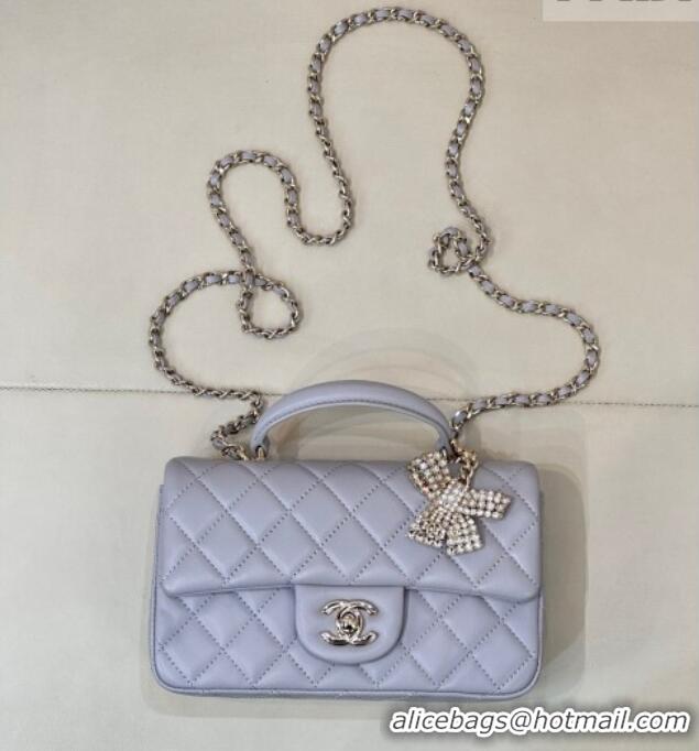 Discount Chanel Lambskin Leather Mini Classic Flap Handbag With Top Handle and Bow Charm AS2431 Dusty Purple 2026