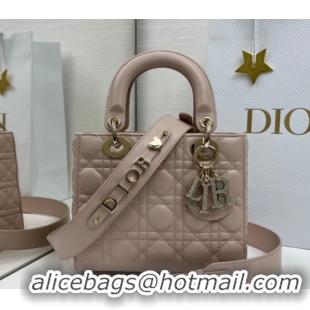 Stylish Dior Small Lady Dior My ABCDior Bag in Cannage Lambskin Leather with Strass Charm Pale Pink 0126054 2026