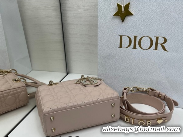 Stylish Dior Small Lady Dior My ABCDior Bag in Cannage Lambskin Leather with Strass Charm Pale Pink 0126054 2026