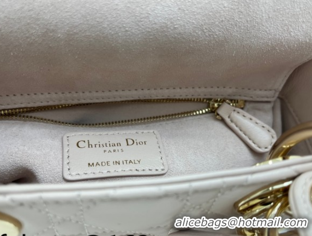 Stylish Dior Small Lady Dior My ABCDior Bag in Cannage Lambskin Leather with Strass Charm Pale Pink 0126054 2026