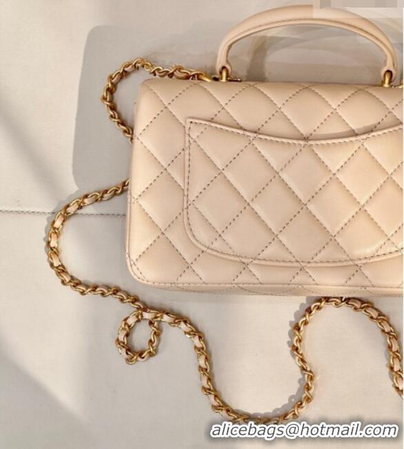 Cheap Chanel Lambskin Leather Mini Classic Flap Handbag With Top Handle and Bow Charm AS2431 Apricot 2026