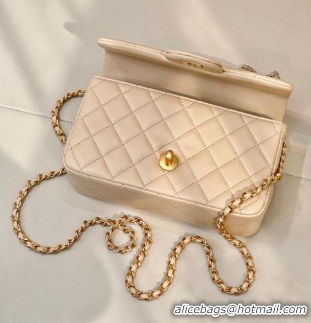 Cheap Chanel Lambskin Leather Mini Classic Flap Handbag With Top Handle and Bow Charm AS2431 Apricot 2026