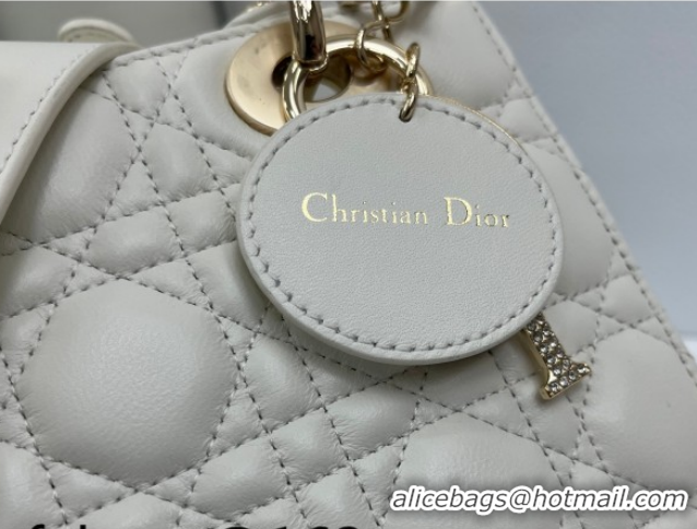 Low Price Dior Small Lady Dior My ABCDior Bag in Cannage Lambskin Leather with Strass Charm White 0126056 2026