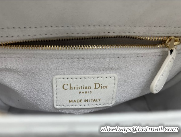 Low Price Dior Small Lady Dior My ABCDior Bag in Cannage Lambskin Leather with Strass Charm White 0126056 2026