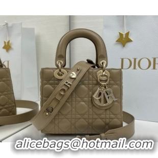 Good Looking Dior Small Lady Dior My ABCDior Bag in Cannage Lambskin Leather with Strass Charm Khaki 0126057 2026
