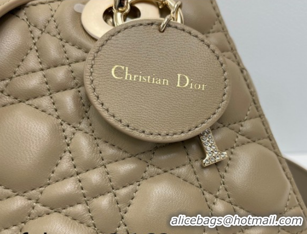 Good Looking Dior Small Lady Dior My ABCDior Bag in Cannage Lambskin Leather with Strass Charm Khaki 0126057 2026