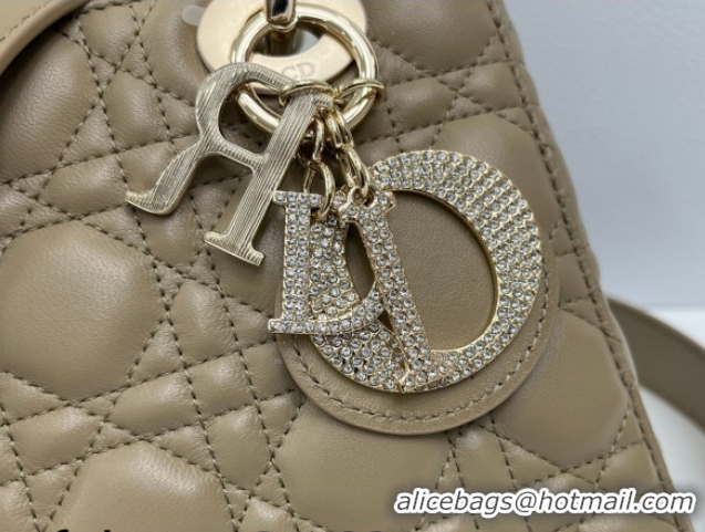 Good Looking Dior Small Lady Dior My ABCDior Bag in Cannage Lambskin Leather with Strass Charm Khaki 0126057 2026