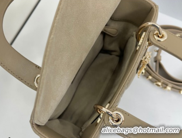 Good Looking Dior Small Lady Dior My ABCDior Bag in Cannage Lambskin Leather with Strass Charm Khaki 0126057 2026