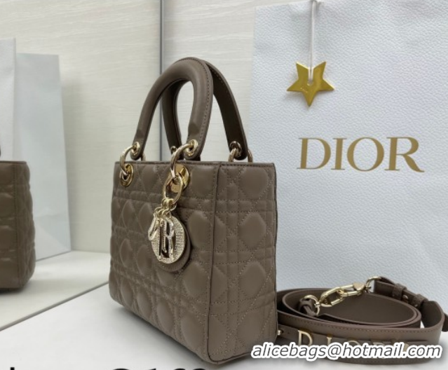 Best Product Dior Small Lady Dior My ABCDior Bag in Cannage Lambskin Leather with Strass Charm Dark Grey 0126058 2026