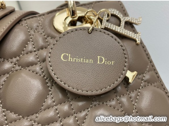 Best Product Dior Small Lady Dior My ABCDior Bag in Cannage Lambskin Leather with Strass Charm Dark Grey 0126058 2026