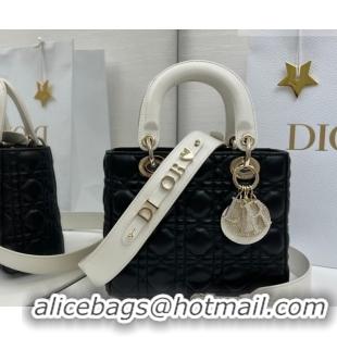 Purchase Dior Small Lady Dior My ABCDior Bag in Cannage Lambskin Leather with Strass Charm Black/White 0126059 2026