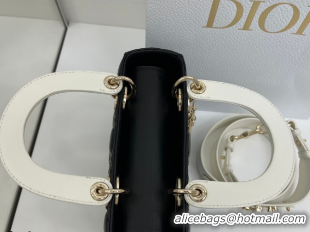 Purchase Dior Small Lady Dior My ABCDior Bag in Cannage Lambskin Leather with Strass Charm Black/White 0126059 2026
