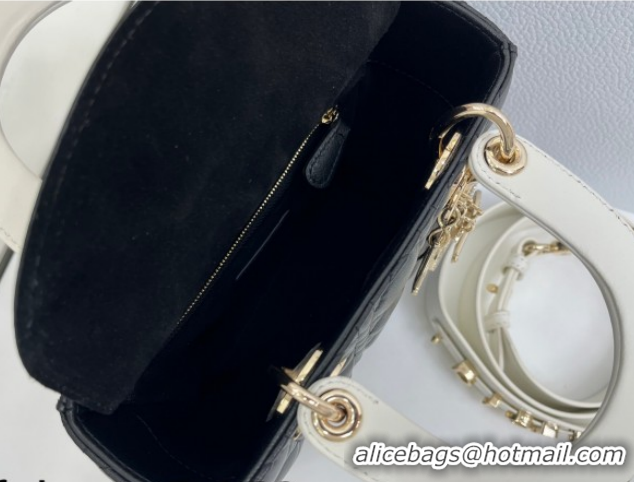 Purchase Dior Small Lady Dior My ABCDior Bag in Cannage Lambskin Leather with Strass Charm Black/White 0126059 2026
