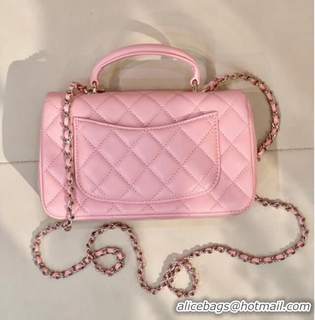 Good Quality Chanel Lambskin Leather Mini Classic Flap Handbag With Top Handle and Bow Charm AS2431 Sakura Pink 2026