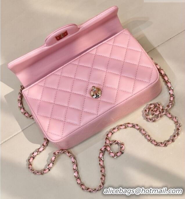 Good Quality Chanel Lambskin Leather Mini Classic Flap Handbag With Top Handle and Bow Charm AS2431 Sakura Pink 2026