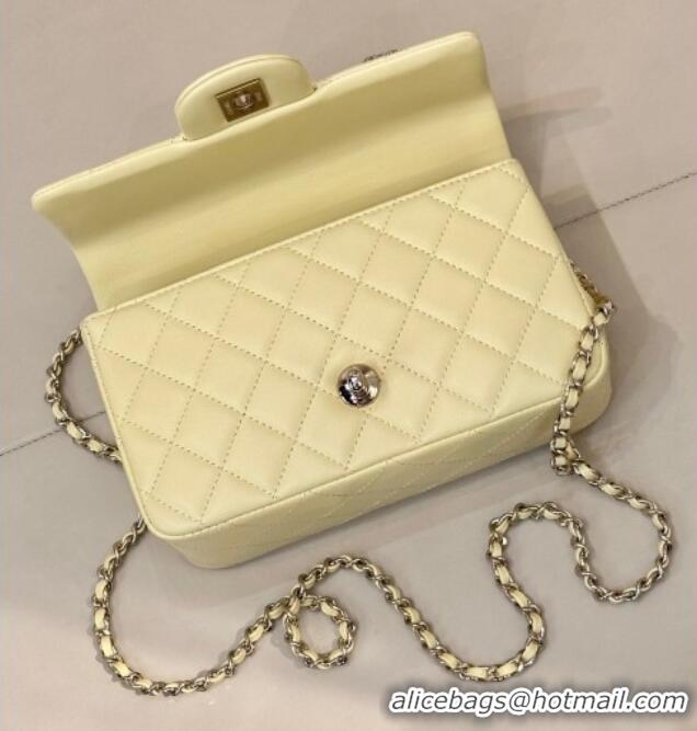 Top Quality Chanel Lambskin Leather Mini Classic Flap Handbag With Top Handle and Bow Charm AS2431 Yellow 2026