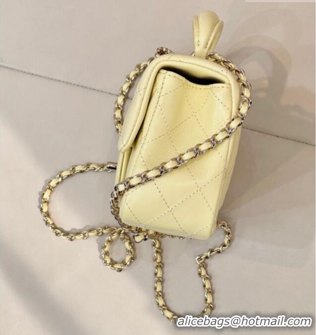 Top Quality Chanel Lambskin Leather Mini Classic Flap Handbag With Top Handle and Bow Charm AS2431 Yellow 2026